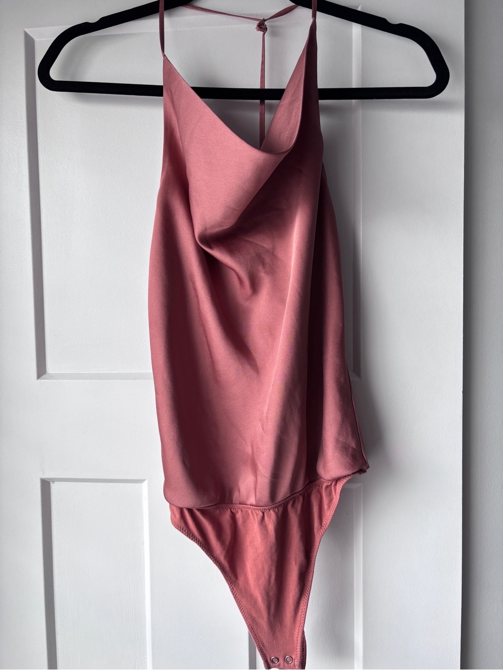 Abercrombie & Fitch Satin Cowl-Neck Bodysuit in Dusty Rose